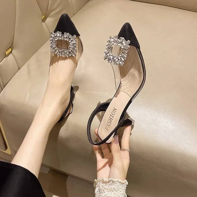 Ddmyoutdoor Spring And Autumn Fashion New Sexy Banquet Comfortable Crystal Transparent Solid Color Pointed Toe Women S High Heels Outdoor Shoes