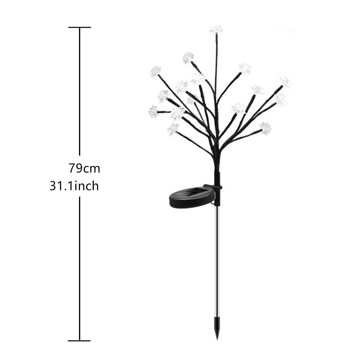 1 PC Solar Flower Pathway Lights Outdoor Sakura Tree Lighting 8 Modes Flush Mount Non-Detachable for Garden Lawn Patio Walkway XJ250606