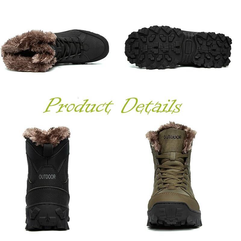 Ddmyoutdoor Men Winter Snow Platform Comfortable Ankle Plush Waterproof Anti Slip Warm Desert Boots Hiking Shoes Plus Size Outdoor Shoes