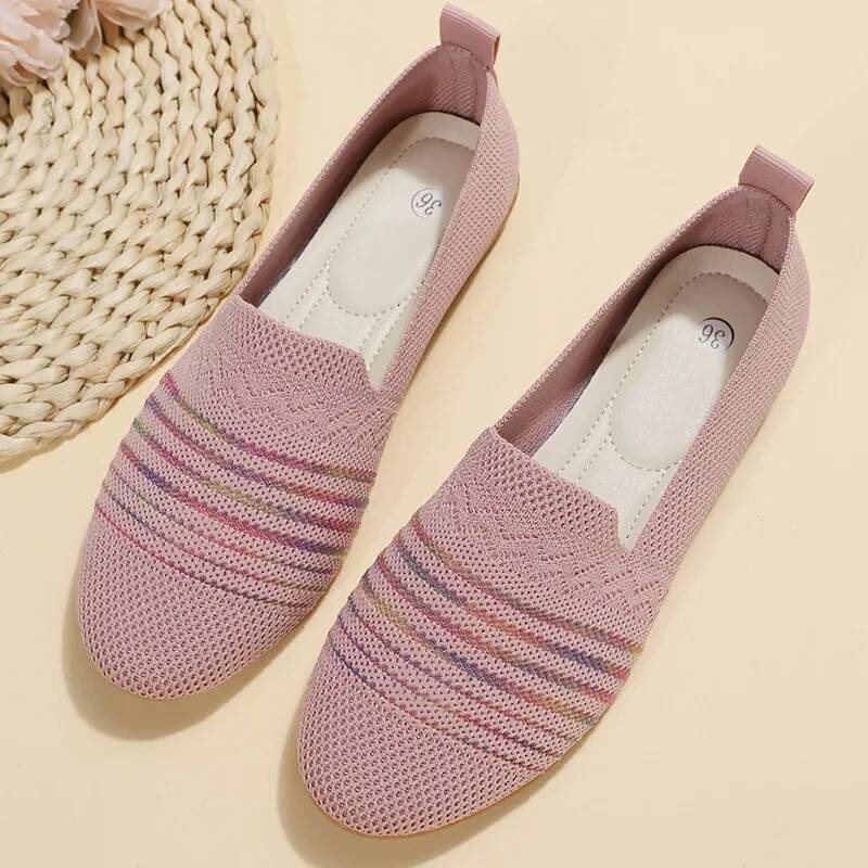 ddmyoutdoor Flat Breathable Knitted Sneakers Women Spring Comfort Soft Sole Casual Woman Plus Size Slip On Walking Shoes Outdoor Outdoor Shoes