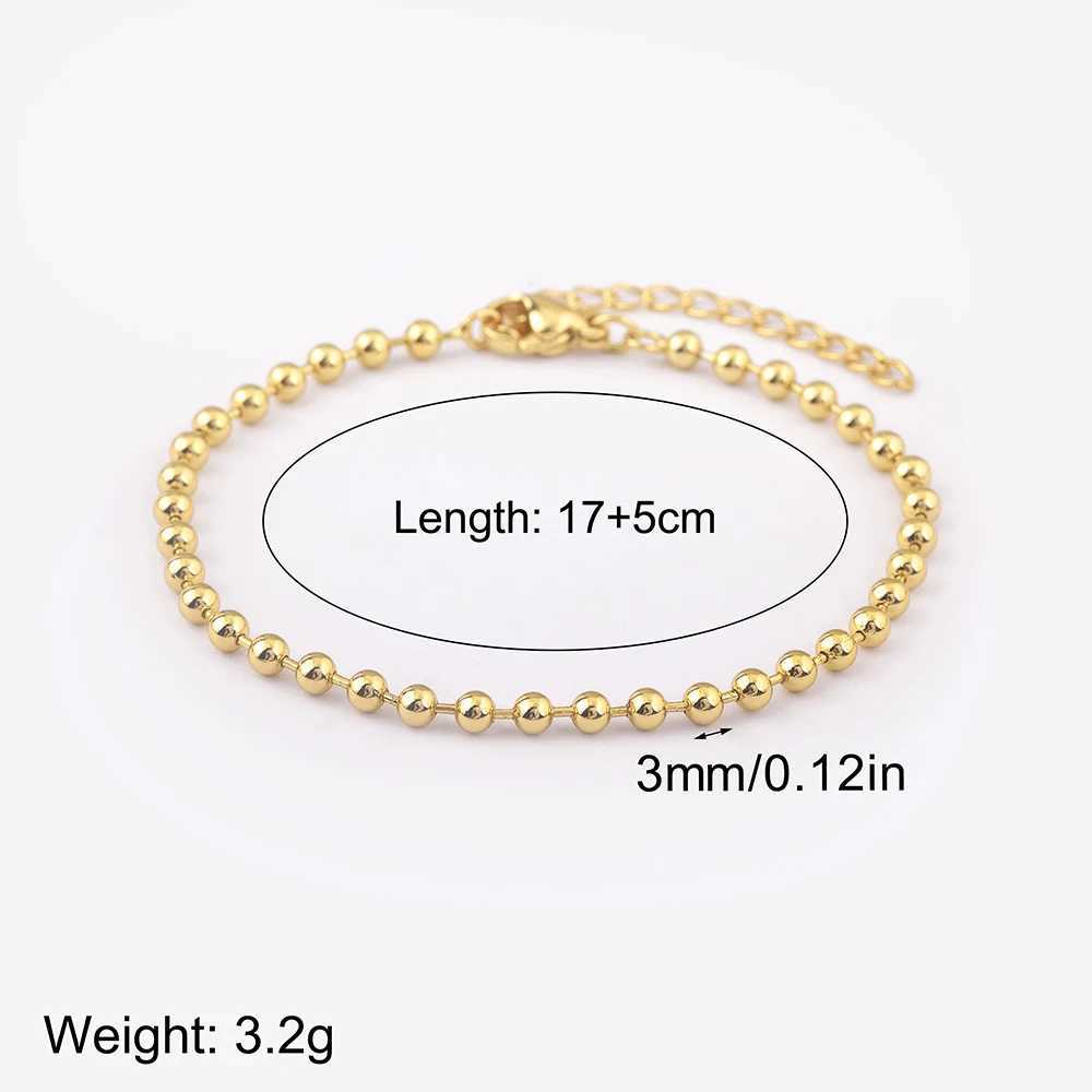 AIBEF High Quality 3/4/6/8mm Copper Round Bead Bracelet Gold Color Women Adjustable Bangle Minimalist Jewelry Accessories Gift W250606