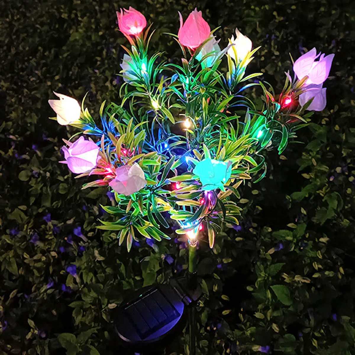 Solar LED Lights Gardenias Flower Lawn Lamp IP65 Outdoor Waterproof For Yard Patio Courtyard Garden Ambiance Ornamental LightsXJ250606