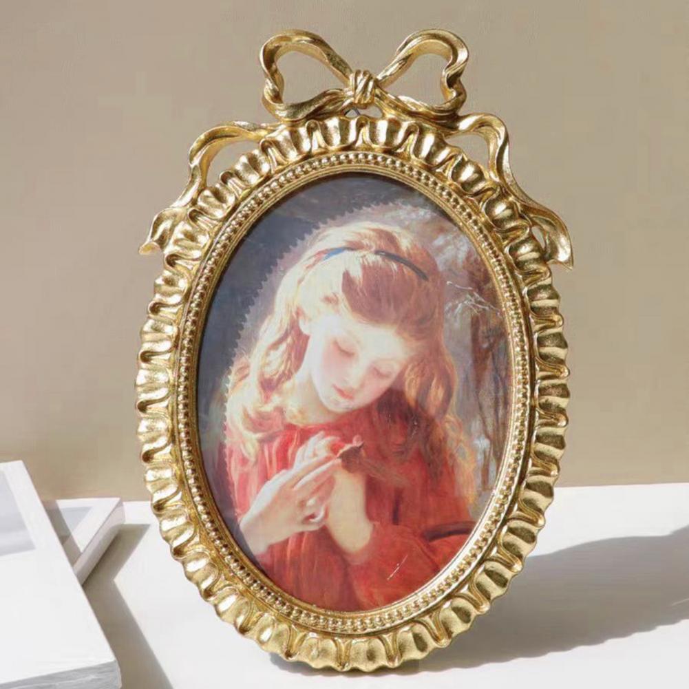 European Style Picture Elegant Photo Frames with Embossed Bow Ornate Design Vintage Oval Frame for Home Wall Decor H260306