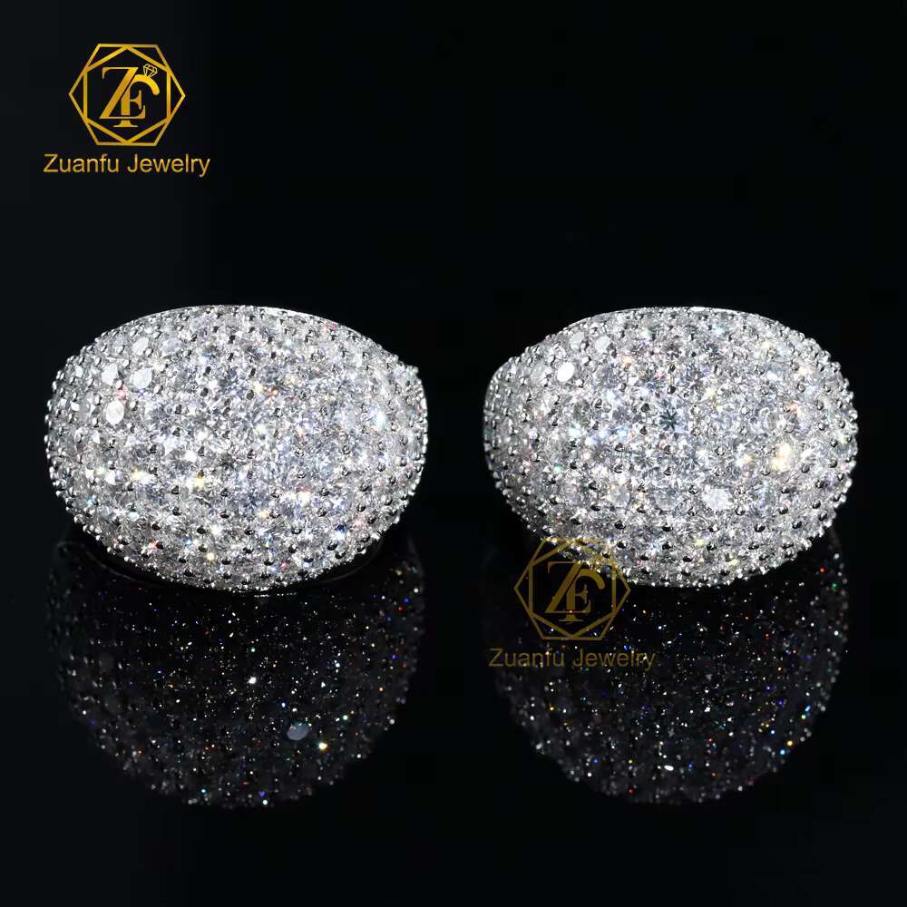 925S Hip Hop Moissanite Ring Semicircle Full Diamond Iced Out D VVS Real Mossanite 20mm Big Size Cuban Ring for Rapper