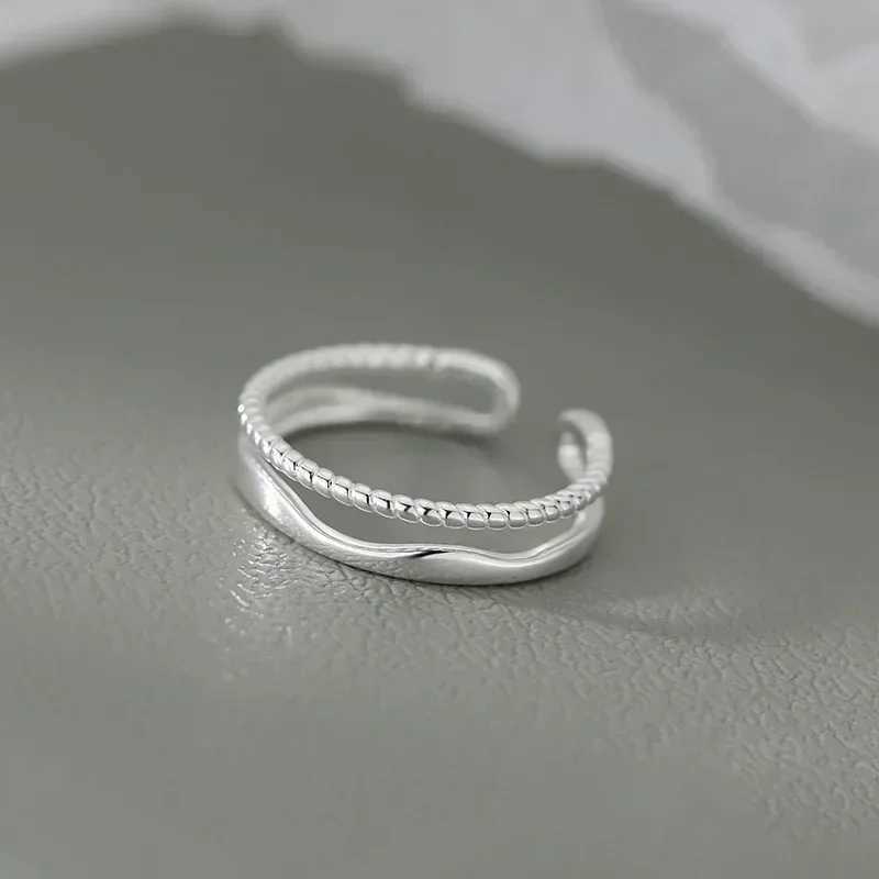 Original 925 Sterling Silver Double Lines Rings For Women Wedding Engagement Silver Womens Vintage Ring Fine Jewelry XJ250606