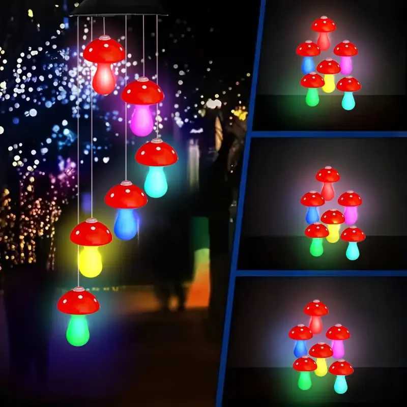1pc Colorful Changing Light Wind Chimes With 6 LED Outdoor Waterproof Hanging Mobile Lamp For Home Garden Holiday Festival DecorXJ250606