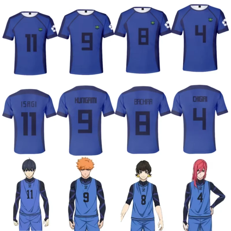 3D Anime Japanese Blue Lock Isagi Yoichi Football Jersey T-shirt Cosplay Hyoma Chigiri Meguru Bachira Tees Casual Kids/Adult Top