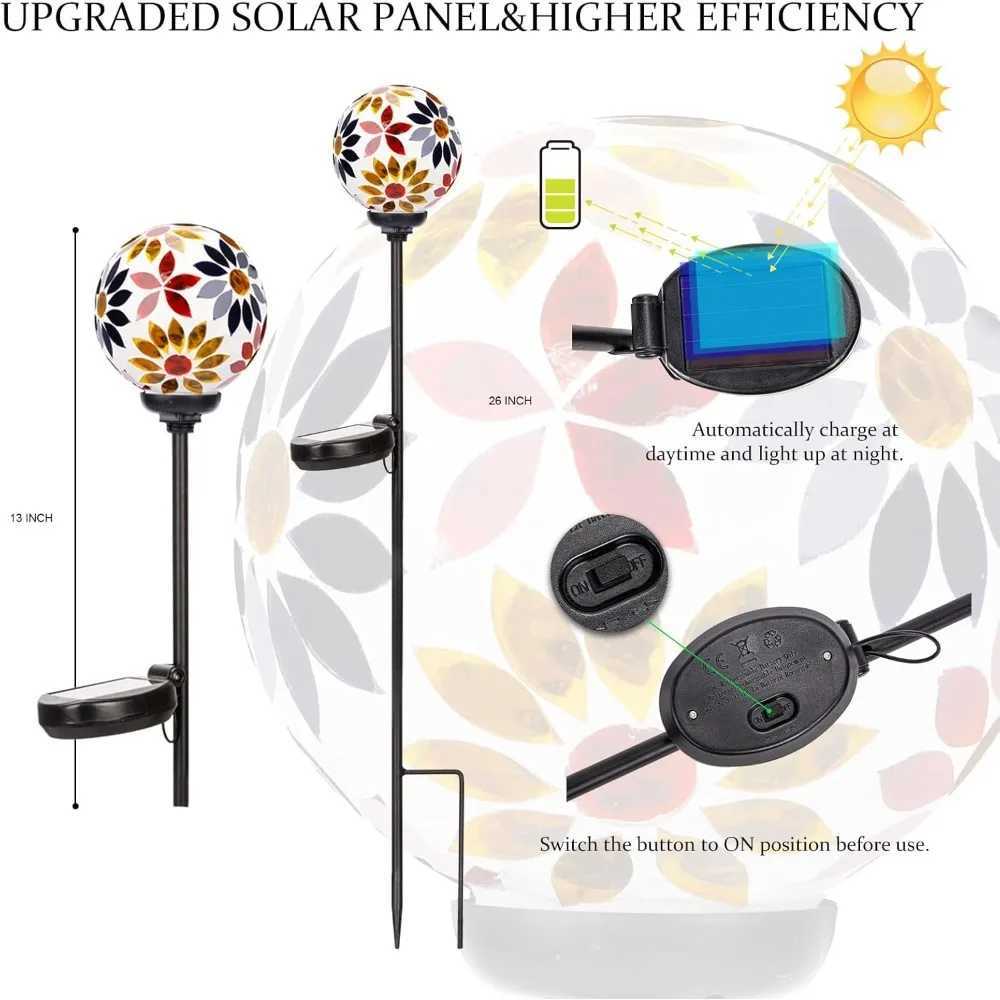 Solar Garden Lights - Mosaic LED Stake Lights Waterproof Outdoor Decor for Lawn/Patio/Yard 1-Pack XJ250606