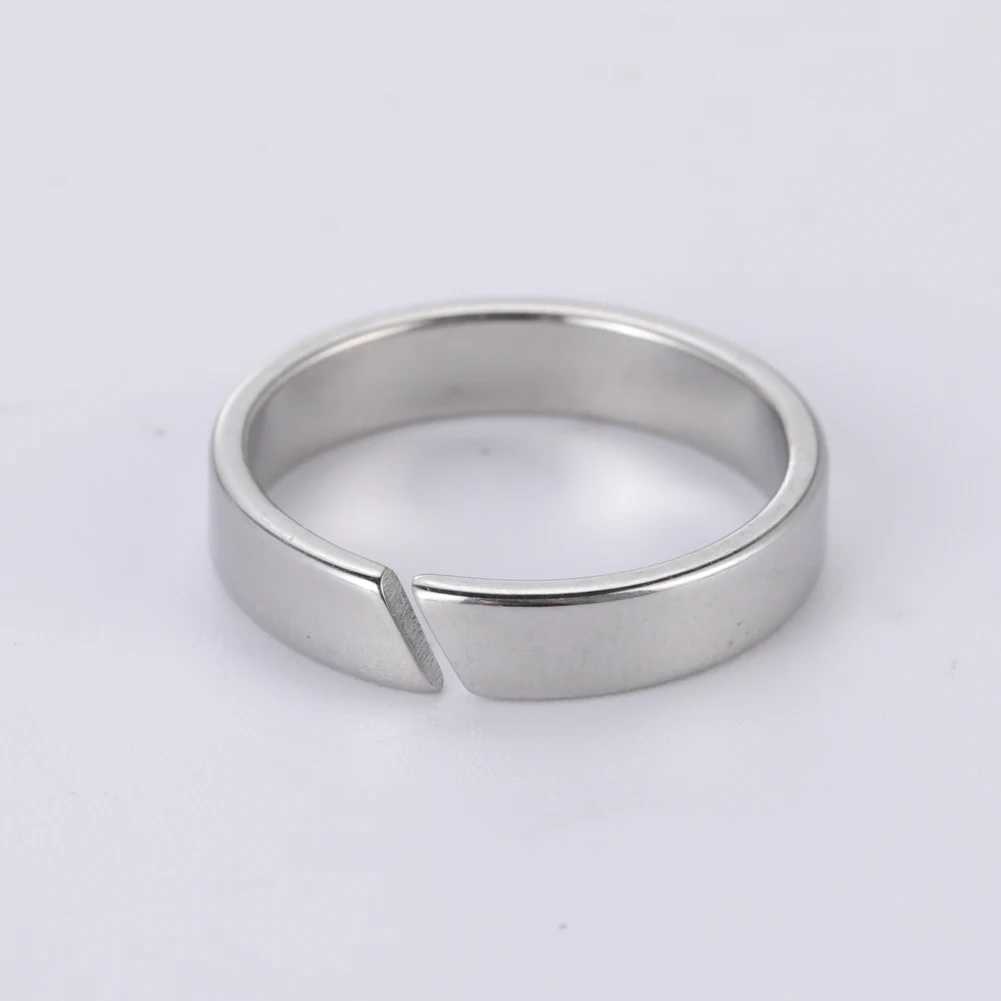 COOLTIME Kpop Minimalist Couple Rings Stainless Steel Silver Color Open Ring Women Men Fashion Jewelry Wedding Gift Wholesale W250606