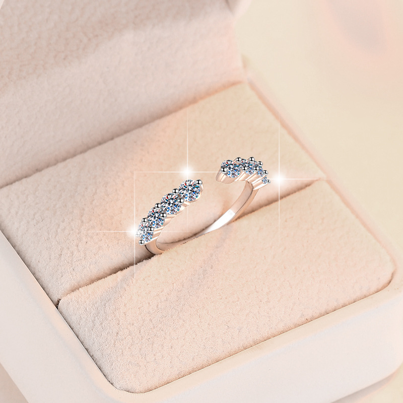 Luxury Single Row Moissanite Eternity Rings Crafted from High-Quality Sterling Silver Alloy | Ideal Gift Item