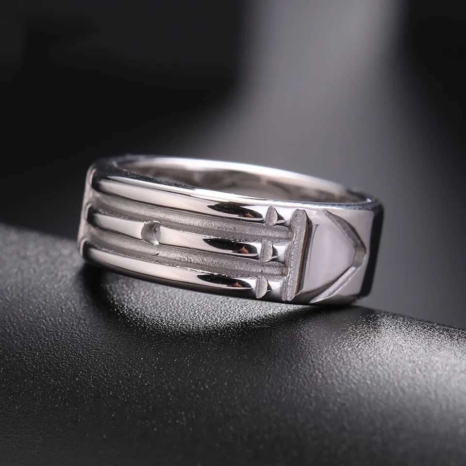 Teamer Geometric Wide Stainless Steel Ring for Women Men Couple Fashion Minimalist Silver Color Finger Ring Engagement Jewelry W250606