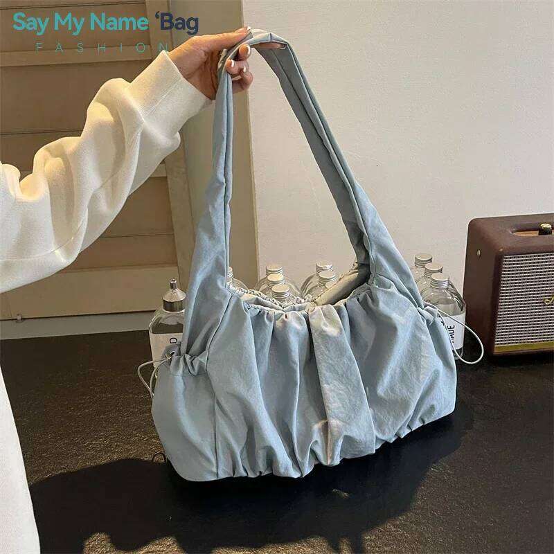 Nylon Cloth Women Tote Large Capacity Summer 2025 New Fashionable women's pleated Outdoor Travel bag Shoulder Bag