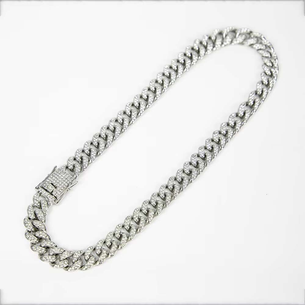 Factory Wholesale Jewelry 14MM 14kt 18k Gold Plated Iced Out Cuban Link Kolye Full Diamond CZ Prong Cuban Chain Necklace