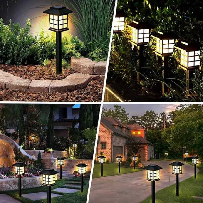 LED Solar Pathway Lawn Lights Outdoor IP65 Waterproof Solar Lamp Decoration for Garden Walkway Path Driveway Patio Yard Lawn XJ250606