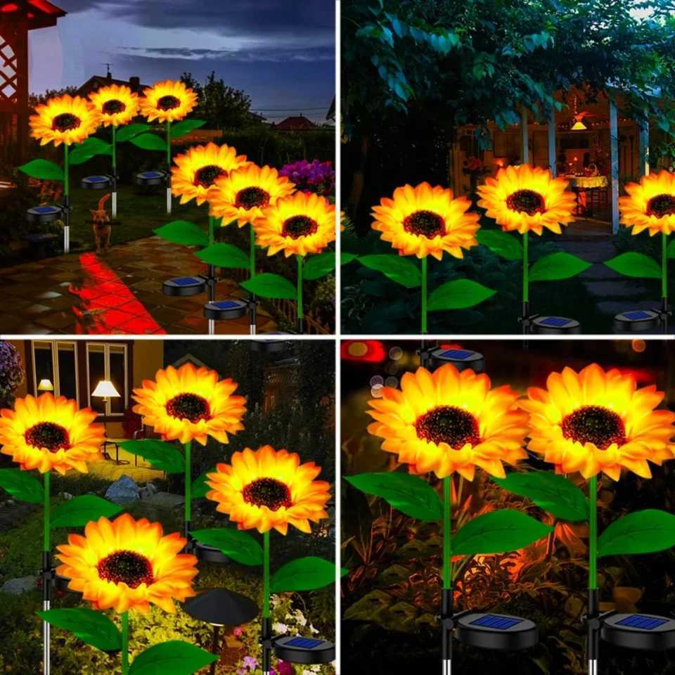 Outdoor LED solar lights sunflower lawn lights garden decorations waterproof courtyards street decorations flower lightsXJ250606