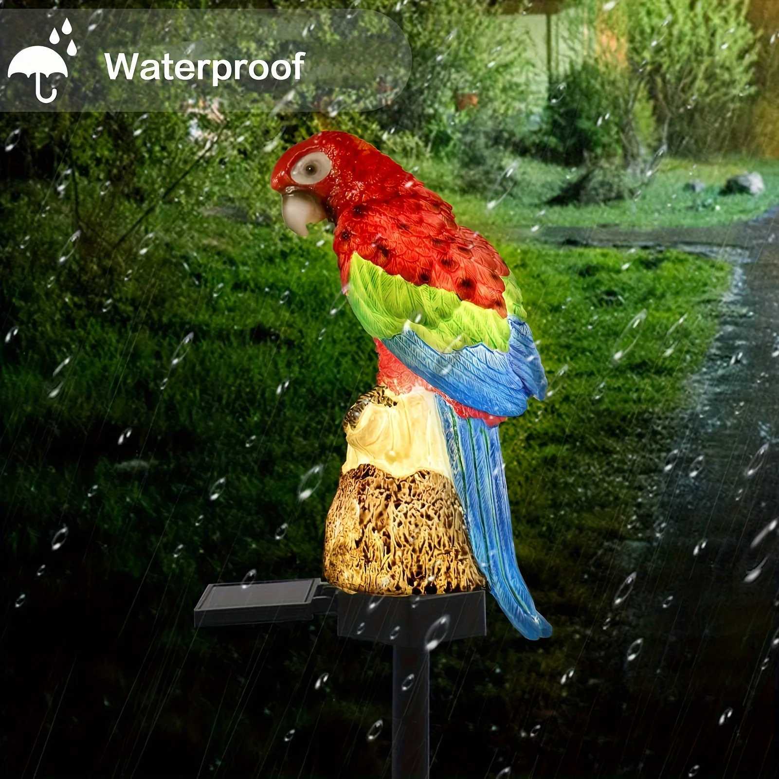 Solar Parrot Floor Insert Statue Light Parrot Outdoor Garden Waterproof LED Lights For Walkway Yard Lawn Landscape Decorative XJ250606