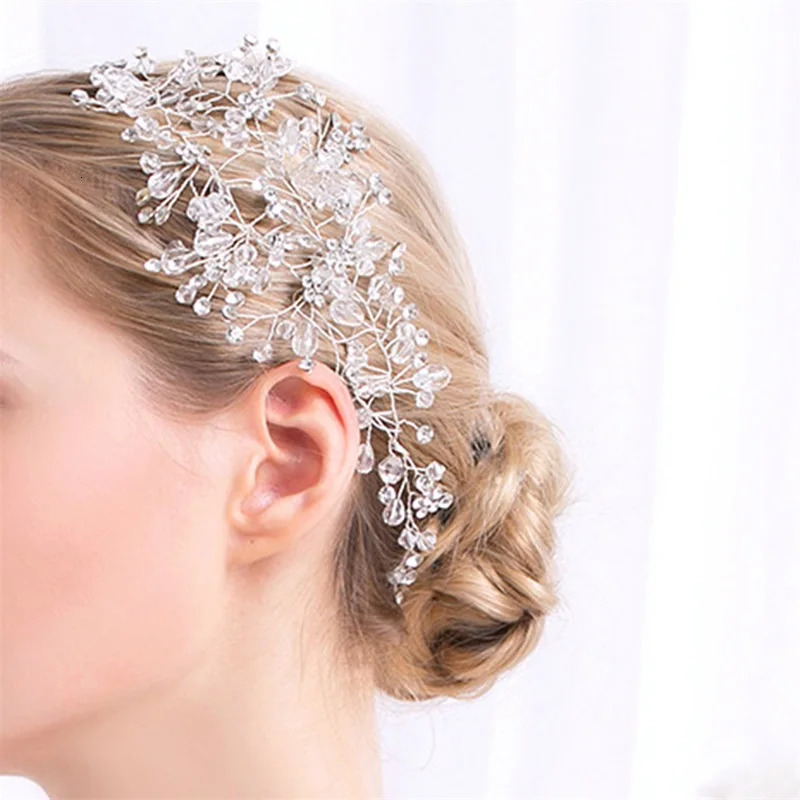 Elegant Pearl Bridal Hair Vine with Crystal Accents Wedding Headpiece Hair Accessories for Bride Bridesmaid Party Stage 250529