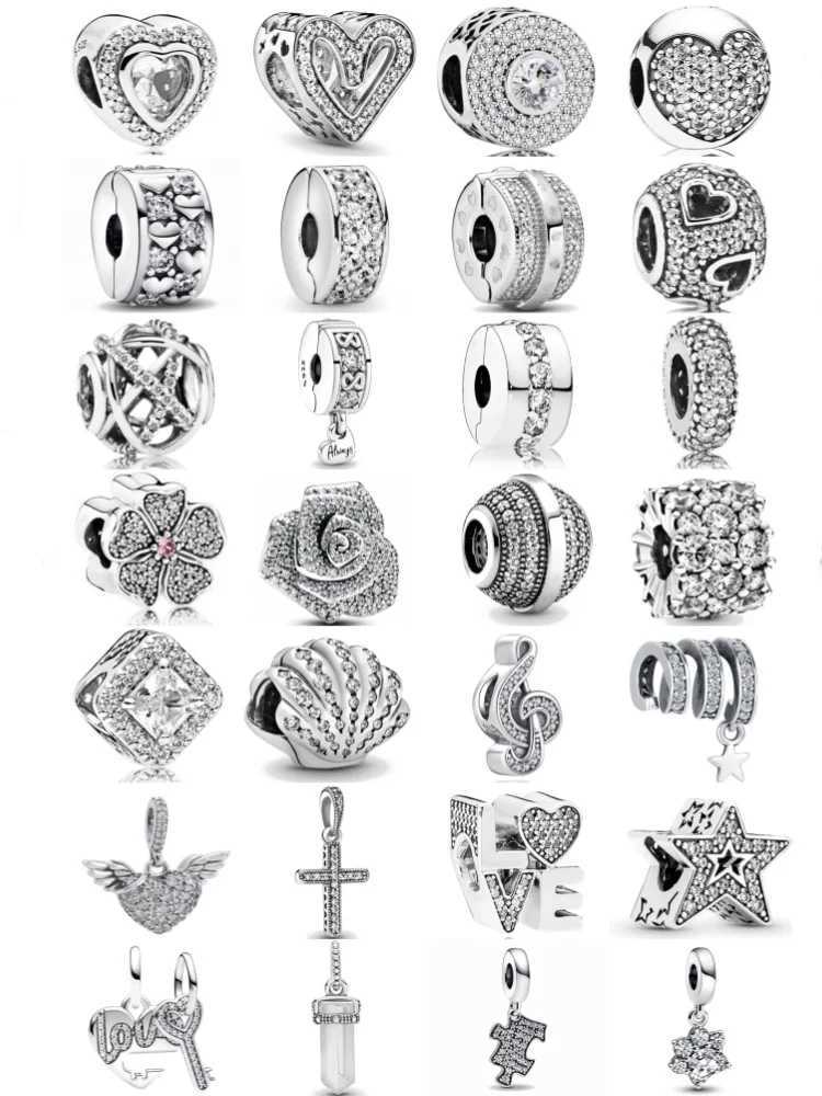 White Stone Series Flower DIY Bead Fit Original 925 Sterling Silver Bracelet Women Charms Jewelry Accessories Necklace XJ250607