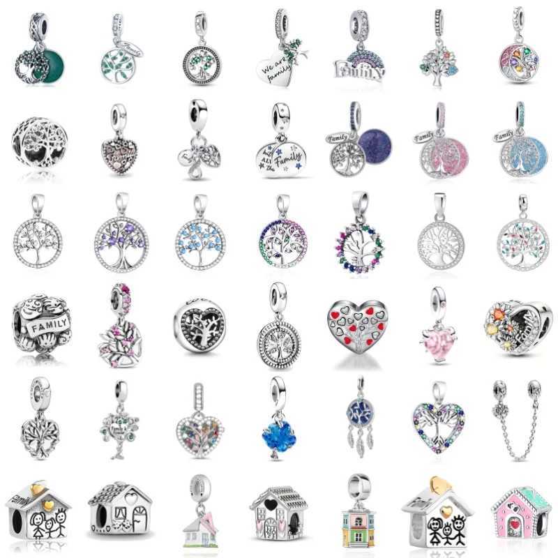 New Family Tree Pendant hpy tree Charms house Beads Fit Decoration Original Bracelet Accories 925 Silver Women Jewelry GiftXJ250607