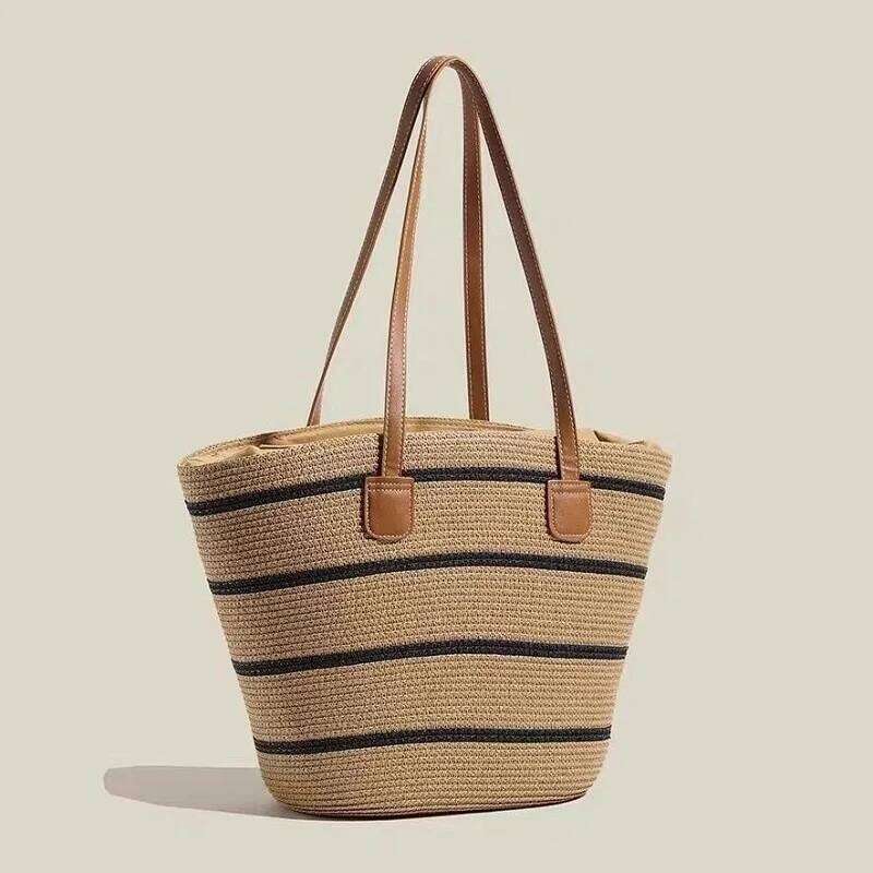 Summer Women's Straw Woven Beach Tote Large Capacity Boho Handmade Basket Bag Designer Shopper Lightweight Travel Sho