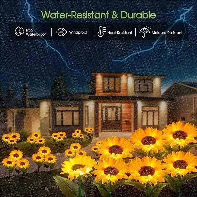 Solar Sunflower Lawn Light Outdoor Garden Decorative LED Lights Landscape Porch Summer Decoration Light Sensor Auto Brightness W250607
