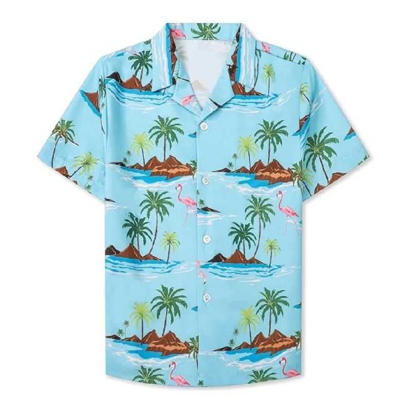 Mens Hawaiian Shirt Casual Summer Button Up Short Sleeve Beachwear W250607