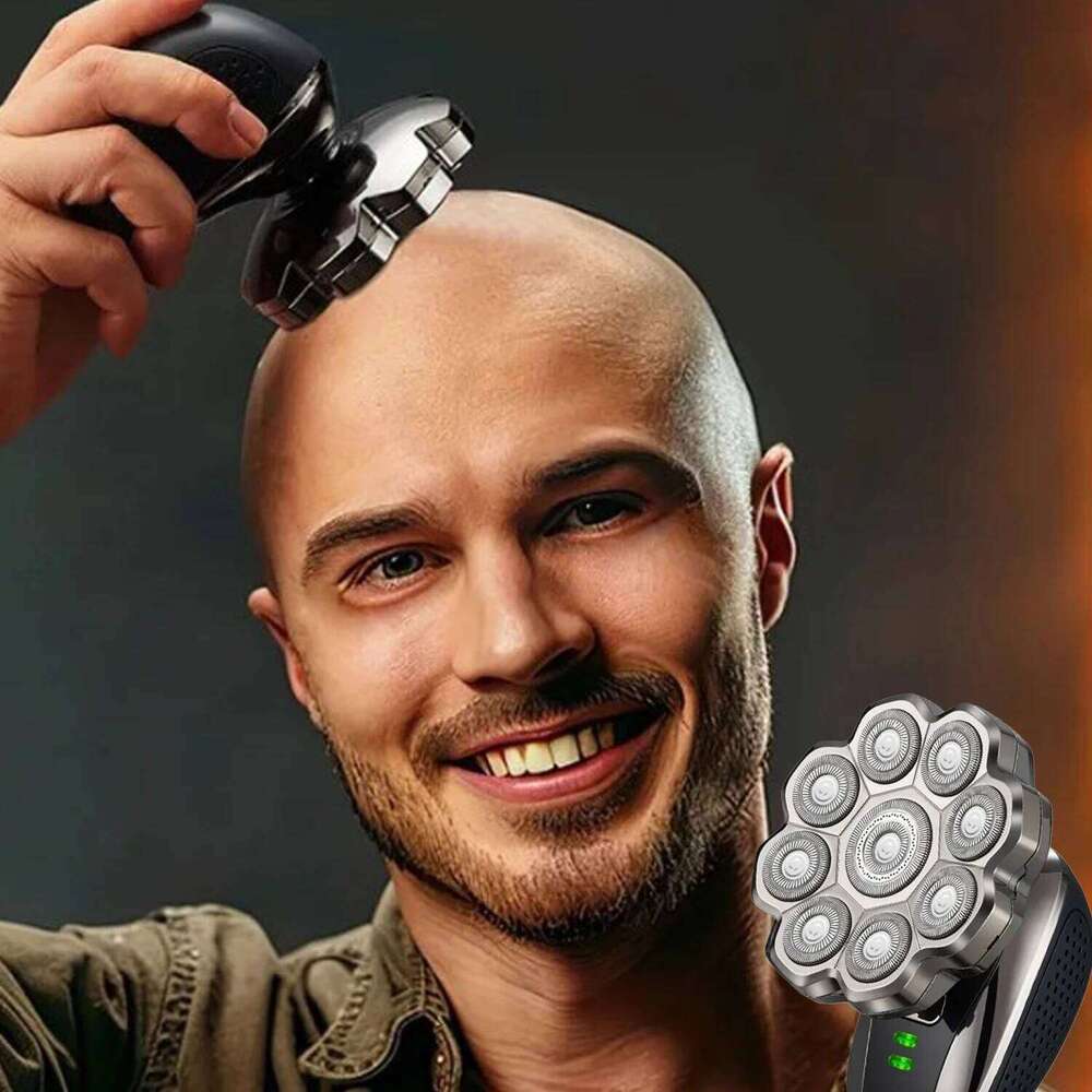 Magnetic Absorption Electric Shaver Ninja 9 Head Grooming Tool Full Body Washing Razor Self-Help Hair Removal Kit USB Charging