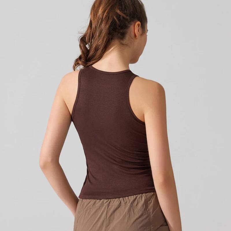 Sleeveless Fiess Yoga Top Women Solid Color Summer Gym Shirt Breathable Quick Dry Running Vest With Chest Pads Sportswear