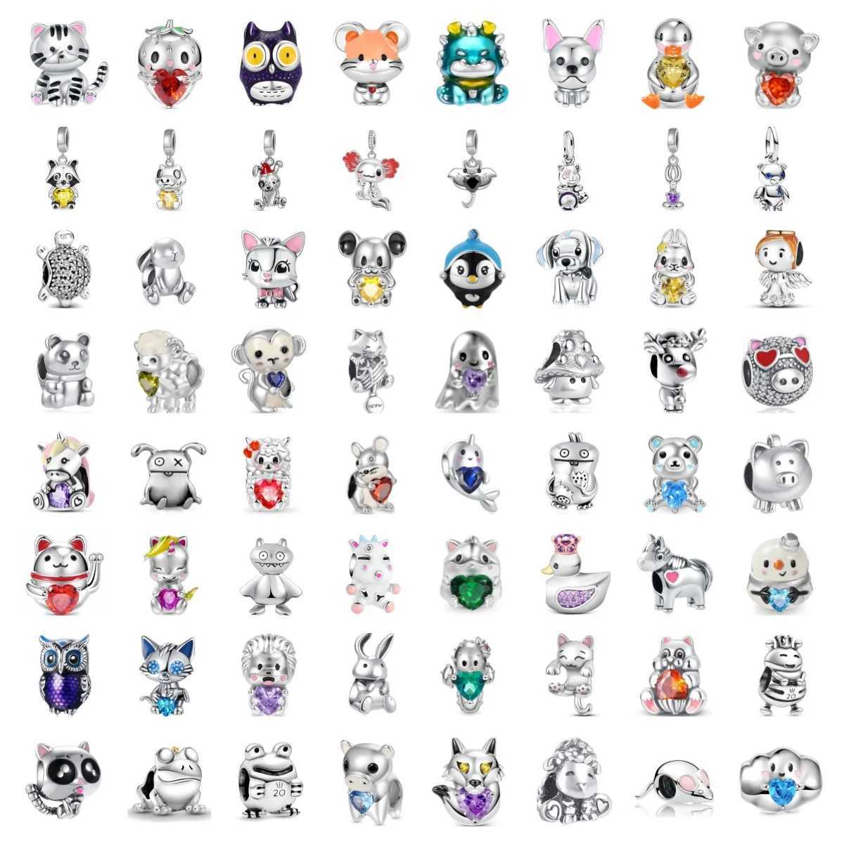 New Fashion Silver 925 Cute Cartoon Cat Dog Duck Charm Bead Pendant Fit Original pendant Silver 925 Bracelet DIY Women Jewelry XJ250607