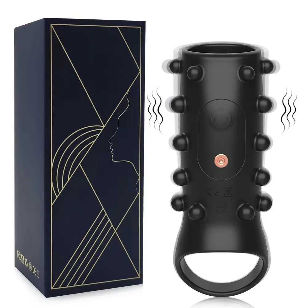 Vibrating Penis Sleeve Ejaculation Delay Penis Vibrator with Cock Ring for Men Penis Extension Adult Goods Sex Toy for Couples XJ250607