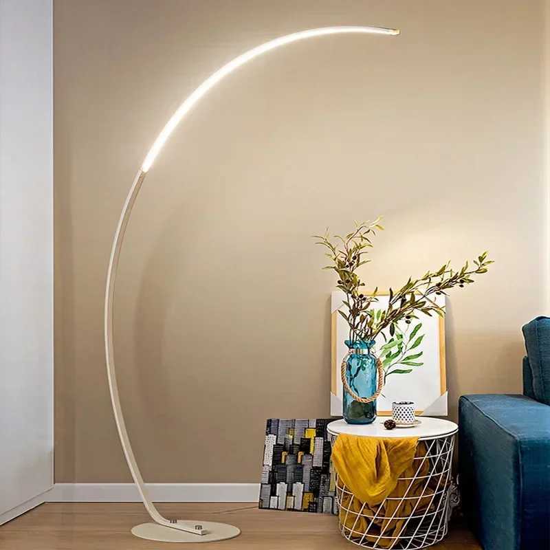 Nordic LED Corner Light Arc RGB Floor Lamps Black White C APP Remote Floor Lights Stand Light for Dining Living Room Decor W250607