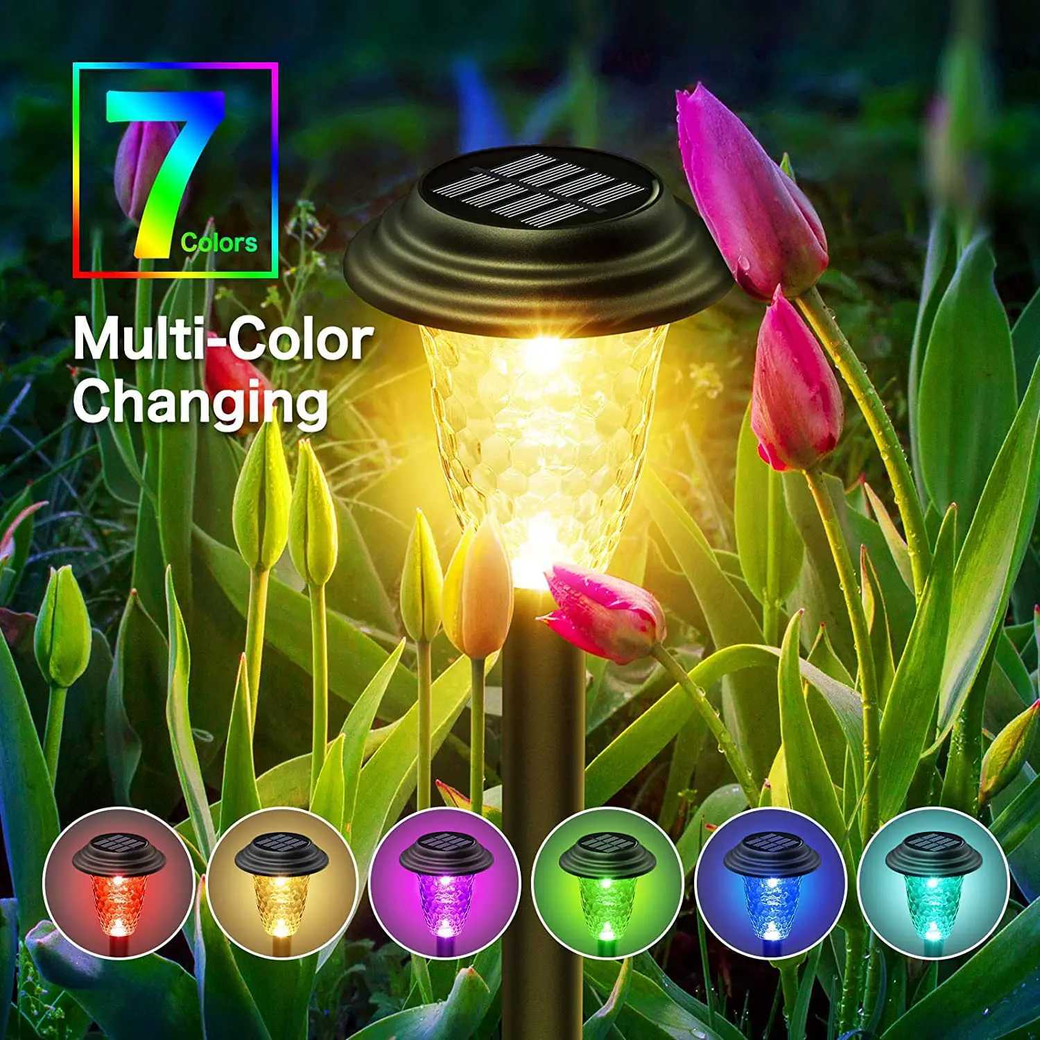 Solar Pathway Lights Outdoor Solar Yard Lamp RGB Color Changing/Warm White IP67 Waterproof LED Solar Lights for Garden Path XJ250606