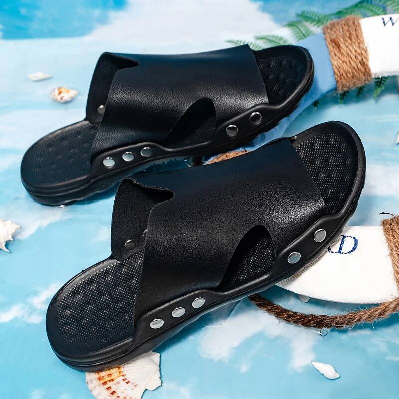 Ddmyoutdoor MAEDEF Beach Sandals Lightweight Comfortable Man Shoes Slides Big Size Slipper For Men Soft Breathable Summer Black Slippers Outdoor Shoes