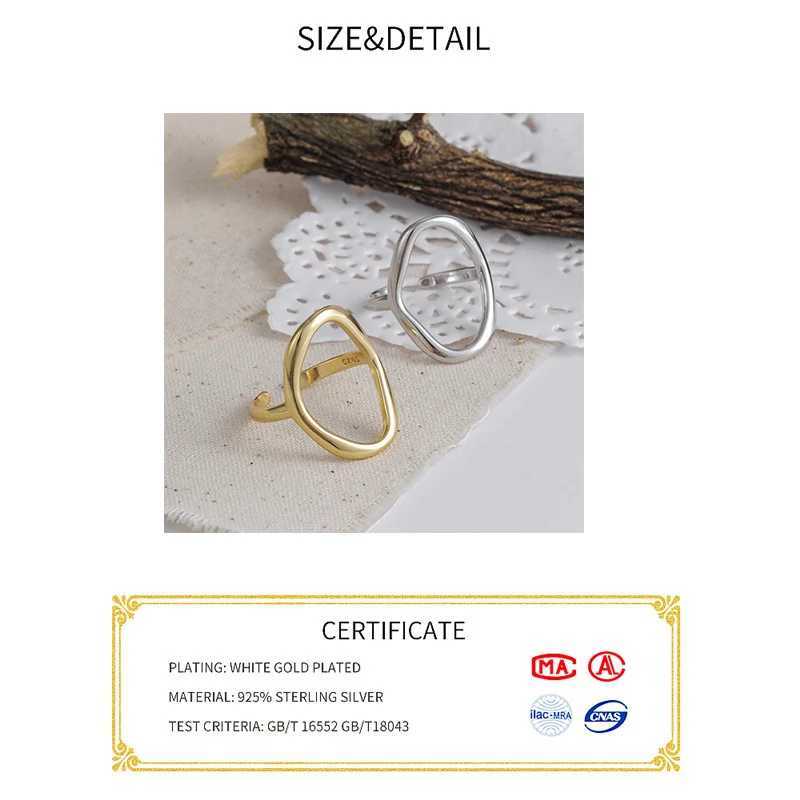 925 Sterling Silver Rings For Women Hollow Out Gold Color Temperament Personality Fashion Female Trendy Resizable Opening Rings XJ250606