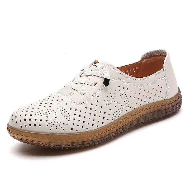 ddmyoutdoor Hollow Flat Mother Casual Shoes Simple White Wear Resistant Women Sneakers Outdoor Outdoor Shoes