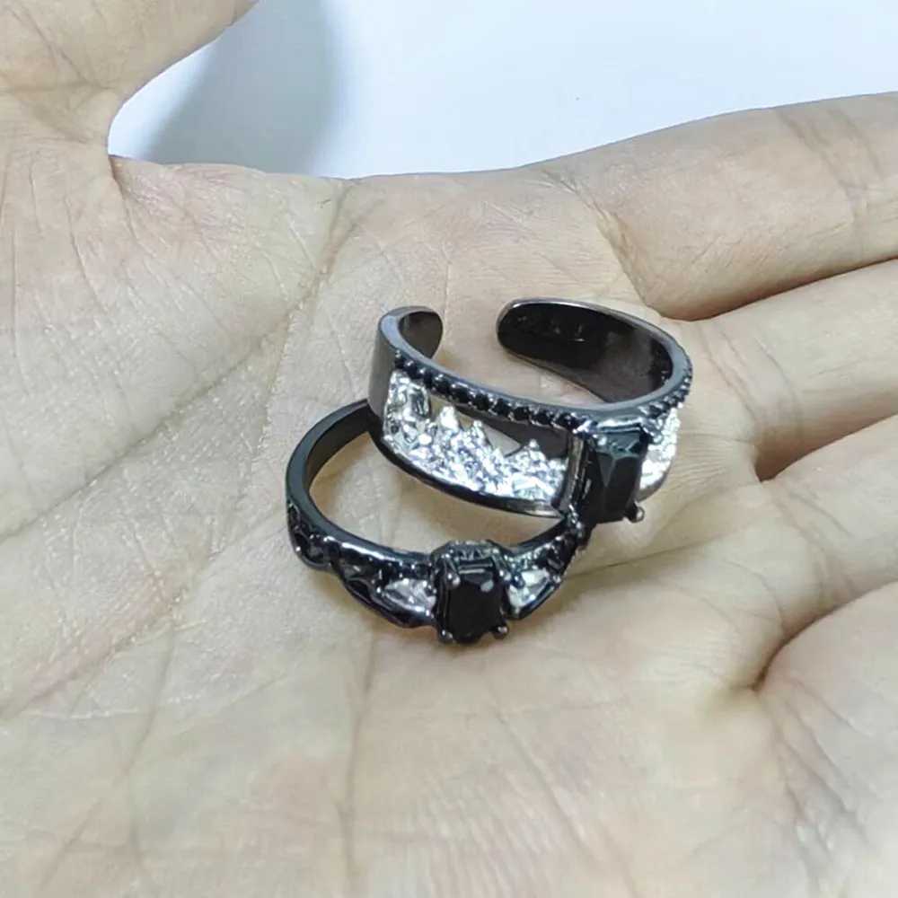 Game Love And Deepspace Sylus Rings Cosplay Black Gemstone Couple Ring Alloy Adjustable Jewelry Accessories Halloween W250606