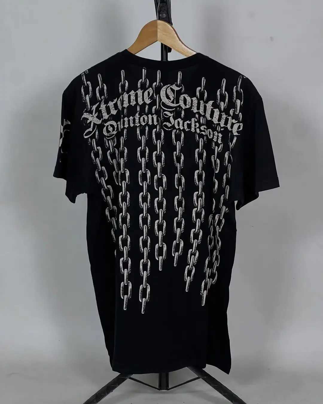 American Style Primary Color Y2K Black Stripes Cartoon Monster Creative Printed Cotton T-shirt Men Loose Sports Couple Clothing W250607