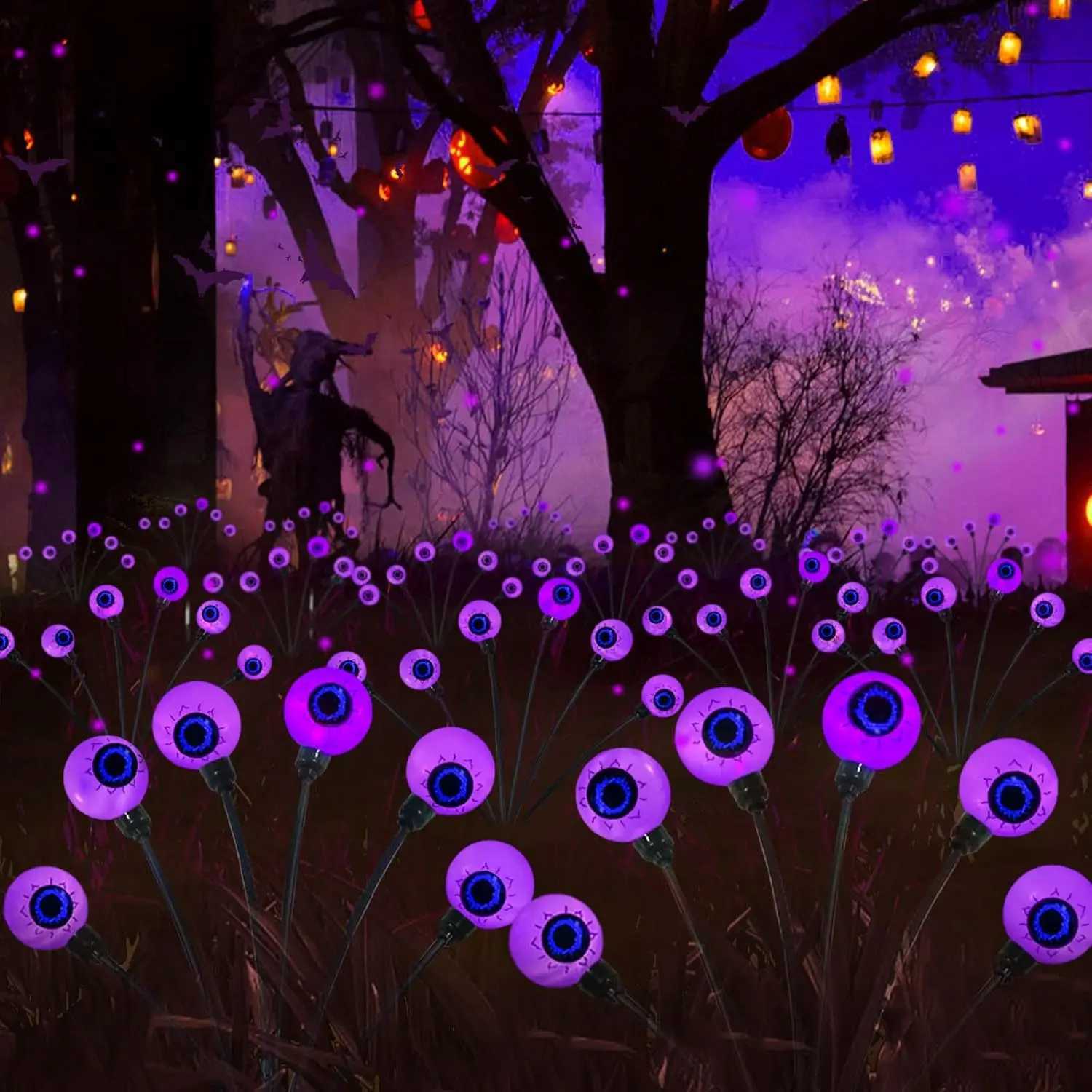 2/4/6 Pack Halloween Decorations Outdoor Solar Scary Eyeball Lights Purple Eyeball Lights For Yard/ Garden/ Lawn/ Party Decor XJ250606