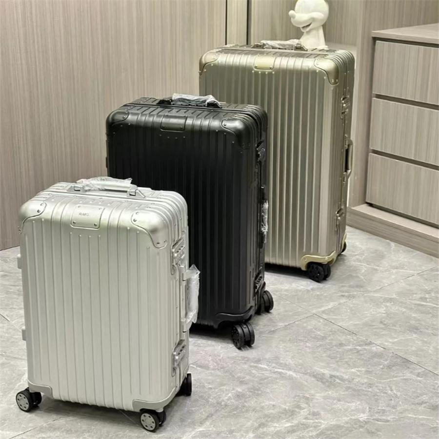 Rim0 Suitcase 26 inch Suitcase Boarding Metallic Luggage Rolling Suitcases Aluminum alloy multi-color luggage Handle Trolley Case Travel Valise Large Capacity
