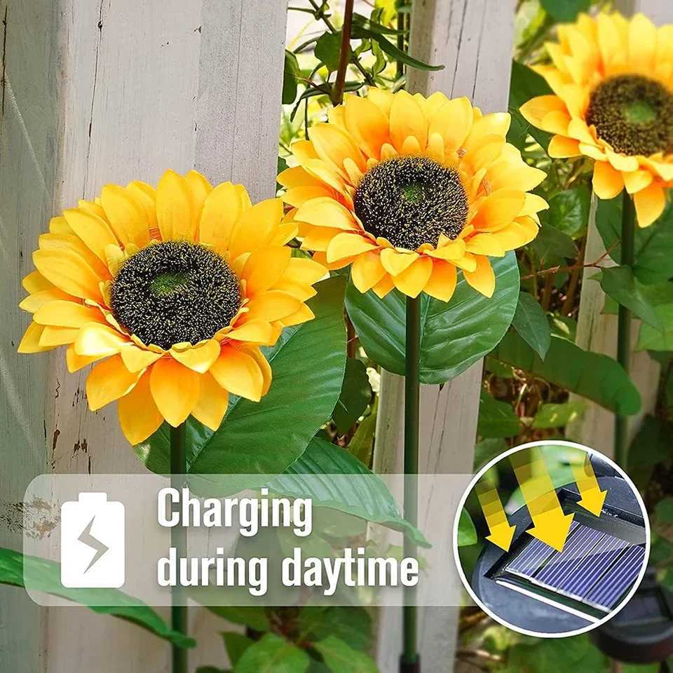 Outdoor LED solar lights sunflower lawn lights garden decorations waterproof courtyards street decorations flower lightsXJ250606