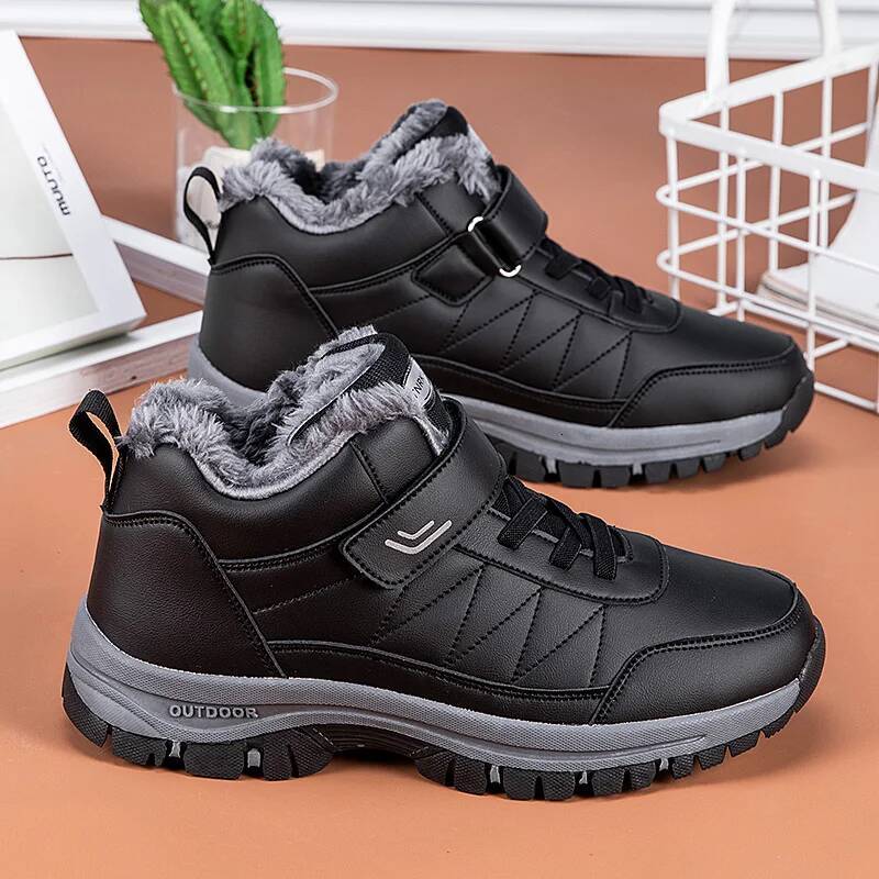 ddmyoutdoor Fashion Men S Winter Snow Waterproof Leather Sport Super Warm Women Boots Plush Comfortable Couple Hiking Shoe Big Size Outdoor Shoes Outd