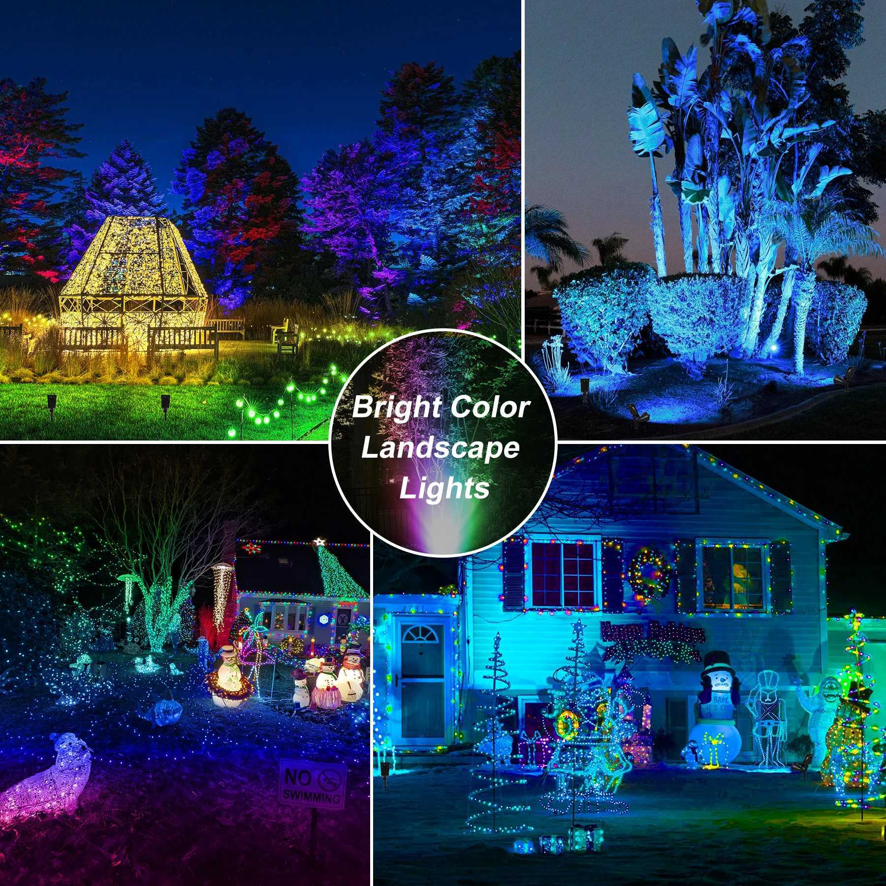 2PCS RGB Solar Light Outdoor Garden 7leds Spotlight for Landscape Tree Wall Solar Lamp IP65 Waterproof Pathway Street LED LightXJ250606