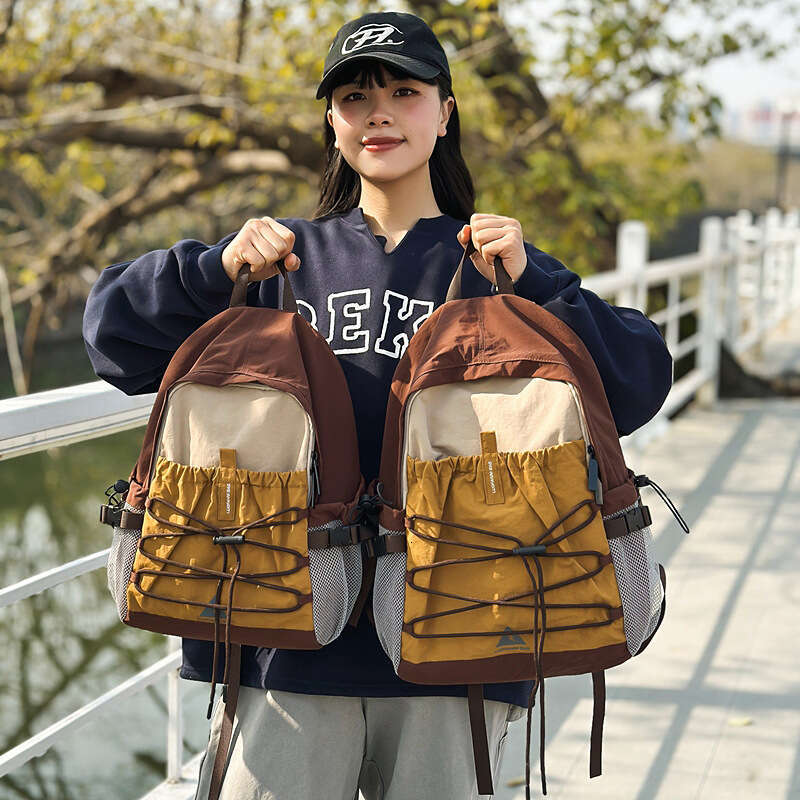 Outdoor Drawstring Hiking New Men's Color-Block Lightweight Travel Thin Small Backpack Women's School Bag