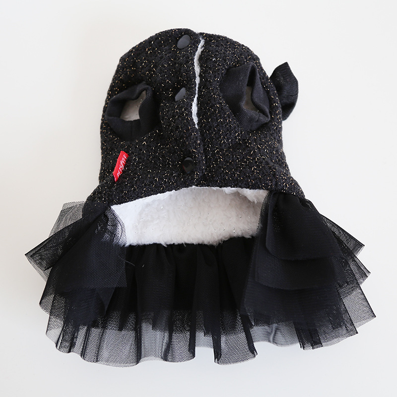 Fashion Dog Dresses for Small Dogs Girl with Sparkling Camellia and Number 5, Double Bow Decor, Luxury Dog Wedding Dress with Multi-Layer Princess Tut