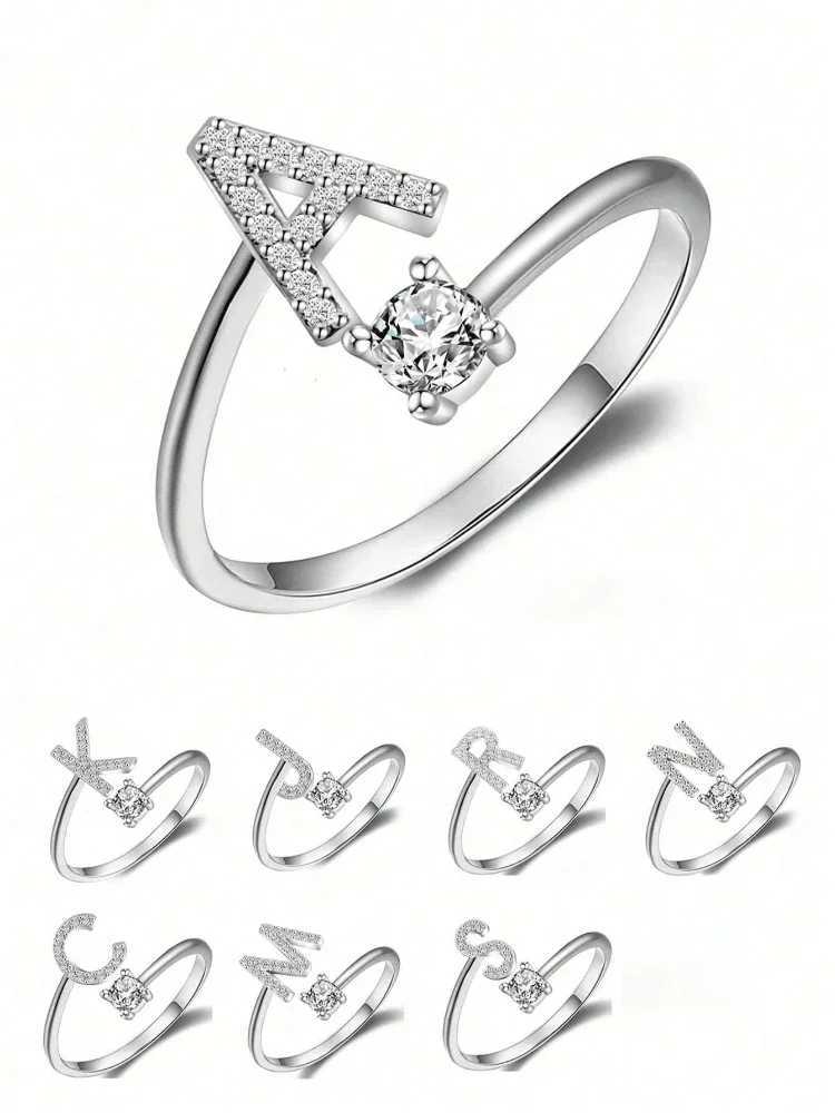 925 Sterling Silver Simplicity Classic Zircon Letter Opening Ring For Women Engagement Wedding Luxury High Quality Fine Jewelry XJ250606
