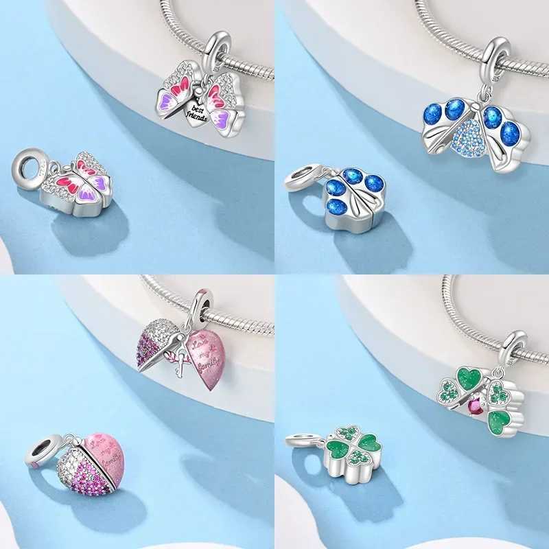 925 Silver Heart Atrial Opening Charms P Prints Beads Fit Original Bracelet DIY for Women Fine Jewelry Party Gift XJ250607