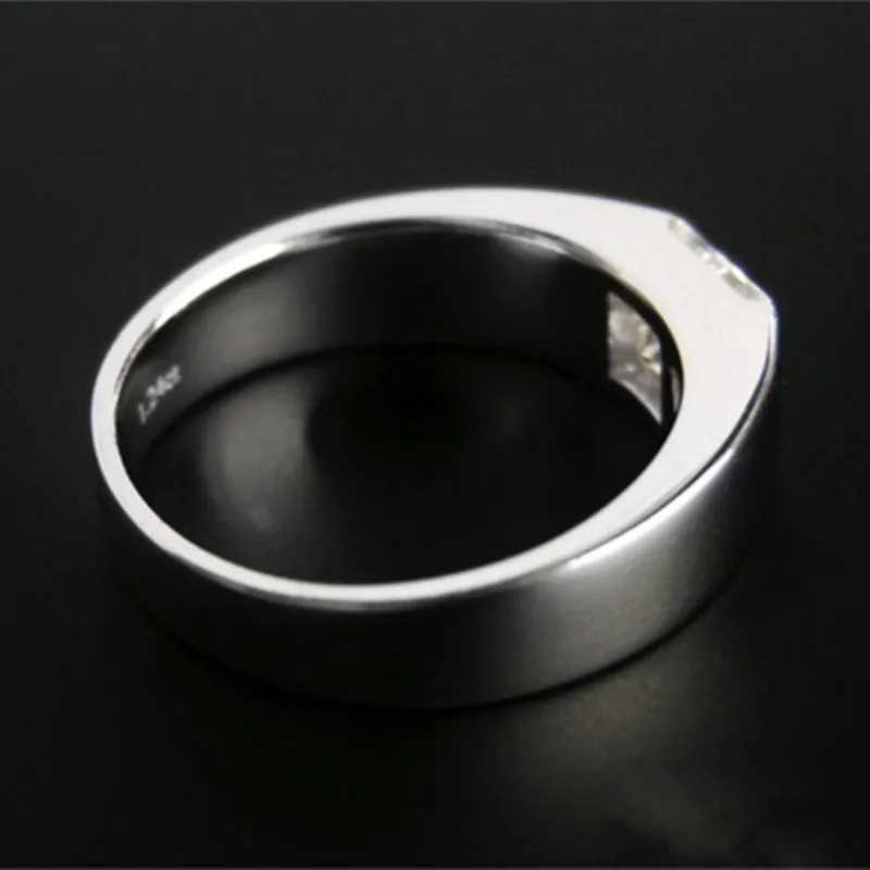 Solid 14K White Gold Ring 1CT Princess Cut Moissanite Diamond Mens Engagement Ring Statement Jewelry Gift For Husband W250606