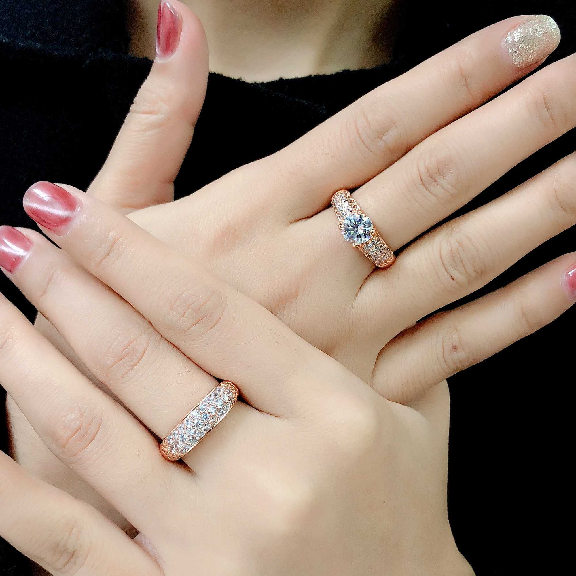 Double Fair Engagement Wedding Rings Cubic Zirconia Rose Gold Color CZ Stone Ring Jewelry For Women anel HotSale DFR105 W250606