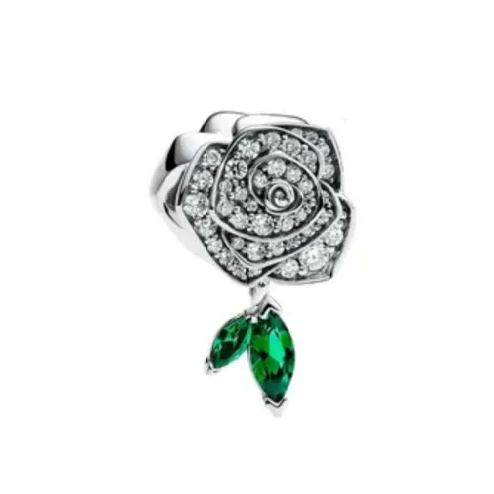 New 925 Silver Blue and pink flowers Charm spring Bead Fit Original Decoration Bracelet DIY Jewelry For Women Rose pendant Gift XJ250607