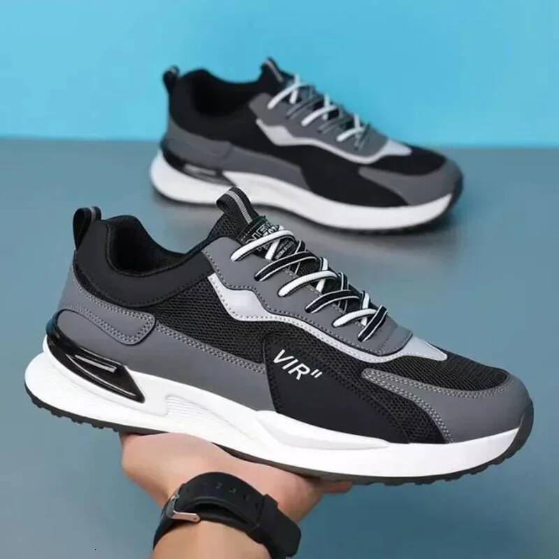 Ddmyoutdoor Shoes Mens Mesh Sneakers Pu Breathable Lace Up Running Shoe Casual Rubber Sole Anti Wear Zapatillas For Man Walking Outdoor Outdoor Shoes